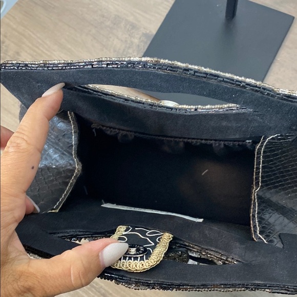 Mary Frances Black and greys Clutch - unique design - intricate beading and flor - Picture 5 of 7